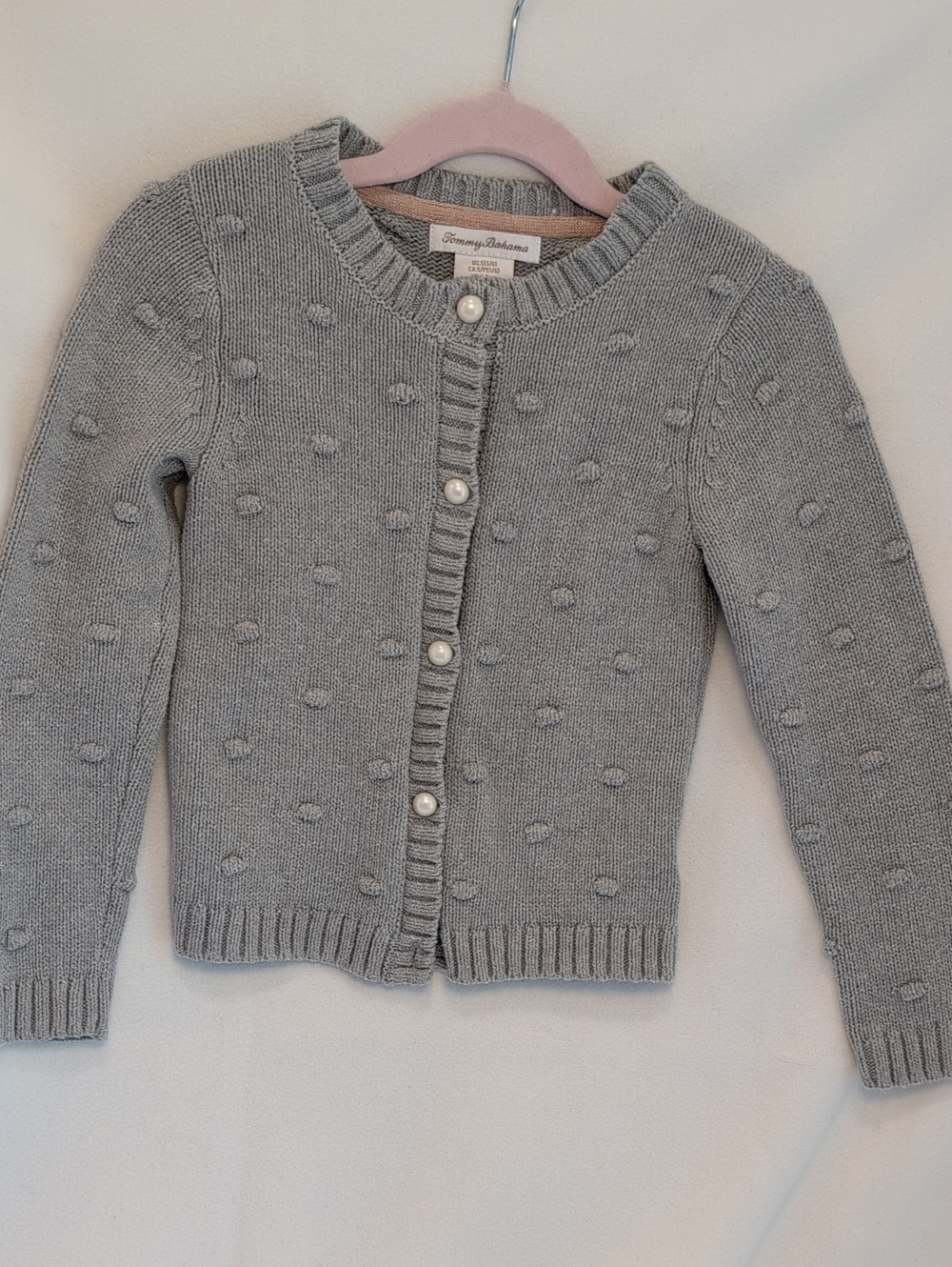 Tommy Bahama Girls' Gray Pom-Pom Knit Cardigan